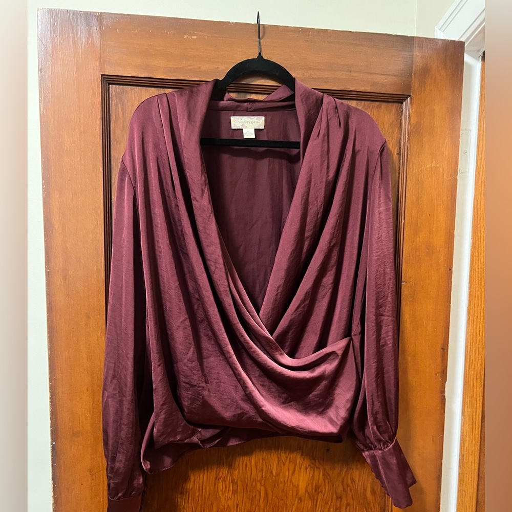 Elegant Band of Gypsies Burgundy Drape Blouse EUC